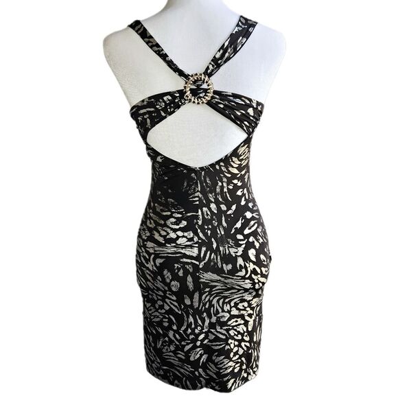 Taboo Metallic Animal Print Sheath Dress Women's Small Babydoll Y2K Club Bling - Picture 2 of 9